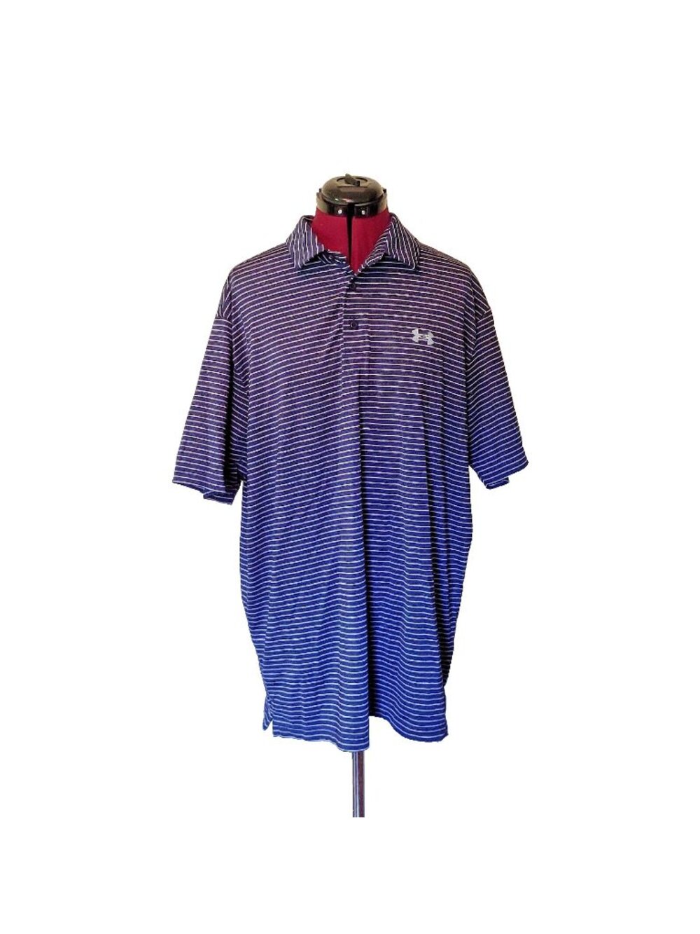 Under Armour HeatGear Polo Shirt XL Menโs Loose Fit Striped Side Split Golf
